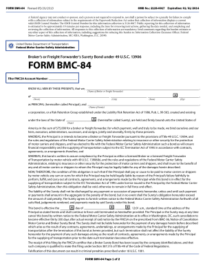 Broker’s or Freight Forwarder’s Surety Bond Form BMC-84