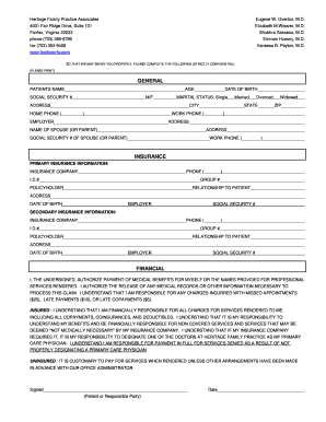 Heritage Family Practice Patient Registration Form