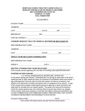 Request for Release of Medical Records