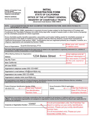 California Charitable Trust Registration Form