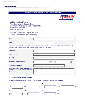 Michigan Equipment Permit Application