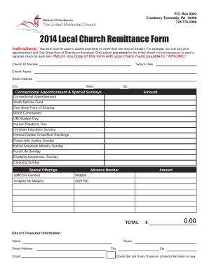 2014 Local Church Remittance Form