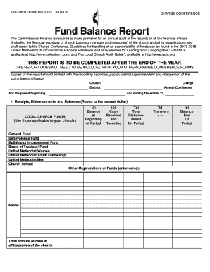 United Methodist Church Fund Balance Report