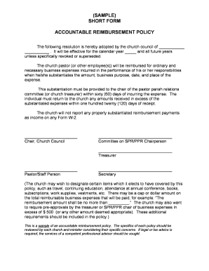 Accountable Reimbursement Policy