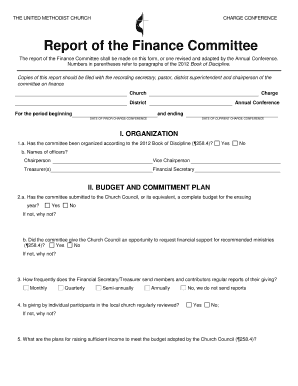 United Methodist Church Finance Committee Report
