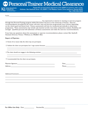 Personal Trainer Medical Clearance - KU Recreation Services - The - recreation ku