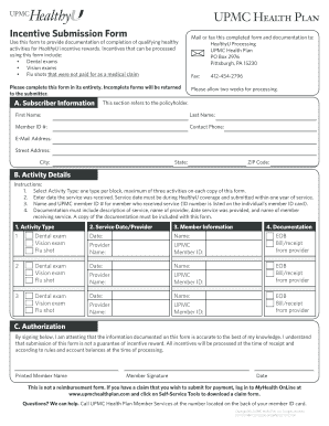 HealthyU Incentive Submission Form