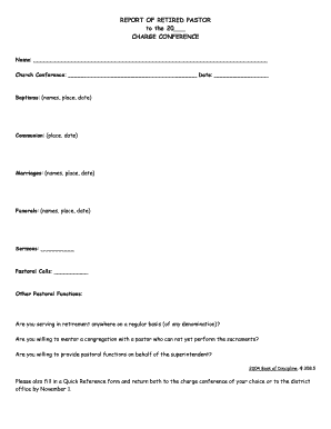 Report of Retired Pastor