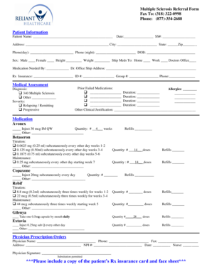 Multiple Sclerosis Referral Form