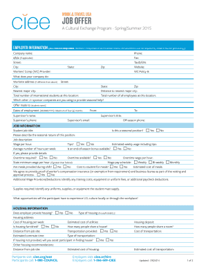 Work & Travel USA Job Offer