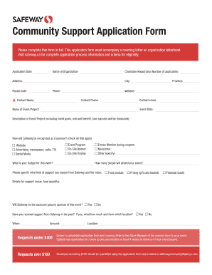 Community Support Application Form - Safeway