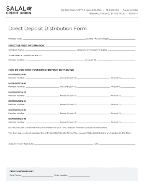 Direct Deposit Distribution Form