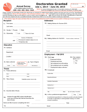 Doctorates Granted Form