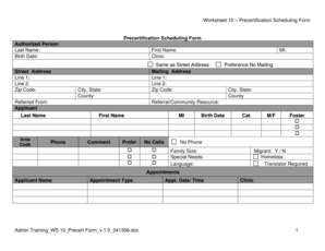Precertification Scheduling Form