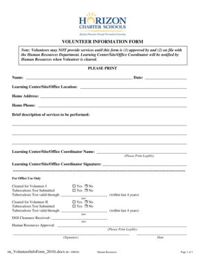 Volunteer Information Form