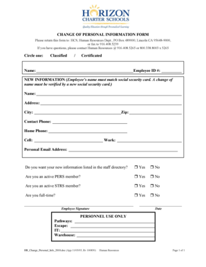 Change of Personal Information Form