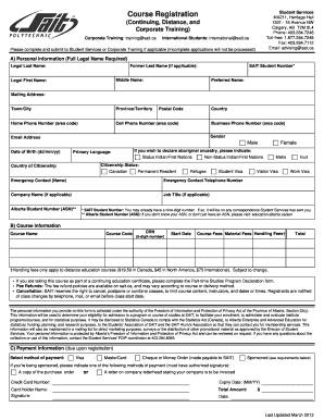 SAIT Course Registration Form