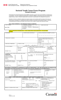 Sectoral Youth Career Focus Program Participant Information Form