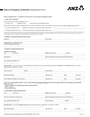 ANZ Salary Packaging Card Application