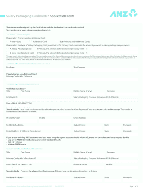 ANZ Salary Packaging Card Application Form