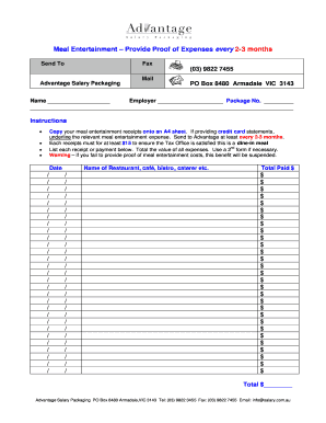 Meal Entertainment Expense Form