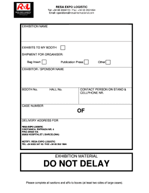 Exhibition Booth Shipment Form