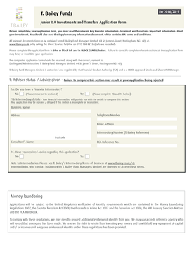 Junior ISA Investment Application Form