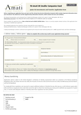 UK Smaller Companies Fund Junior ISA Application Form