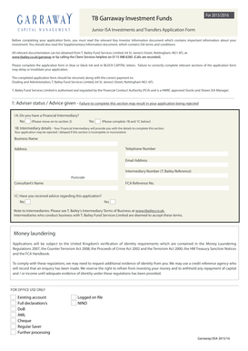 Junior ISA Investment Application Form
