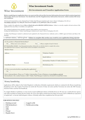 Wise Investment Funds ISA Application Form