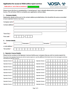 VOSA Online Report Services Application
