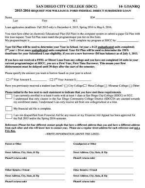 San Diego City College Loan Request Form