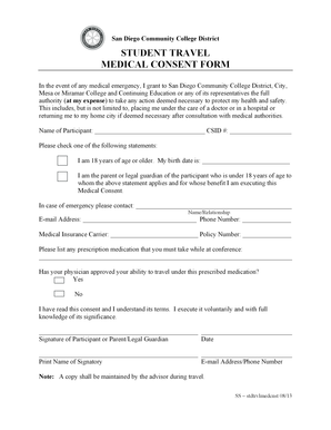 Student Travel Medical Consent Form