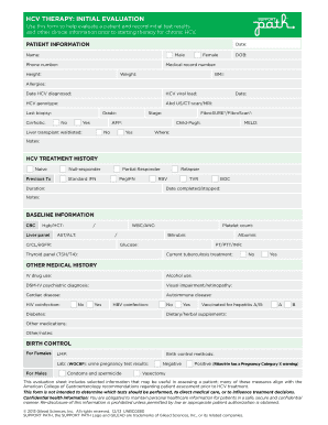 HCV Therapy Initial Evaluation Form