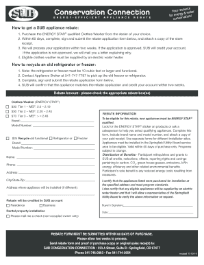 SUB Appliance Rebate Form