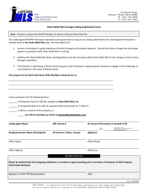 State-Wide MLS Foreign Listing Submission Form