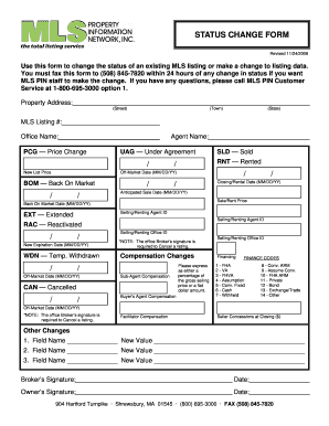 MLS Listing Status Change Form