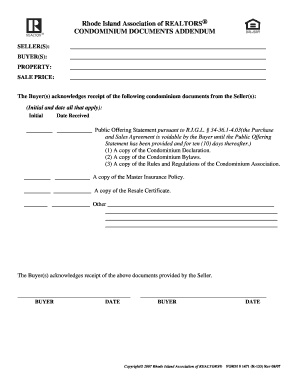 Rhode Island Condominium Documents Addendum