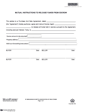 Mutual Instructions to Release Funds from Escrow