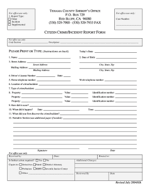 Citizen Crime Incident Report Form