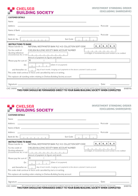Investment Standing Order Form