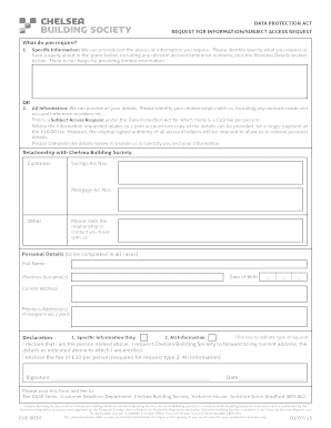 UK Data Protection Act Subject Access Request Form