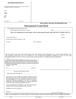 California Interspousal Grant Deed