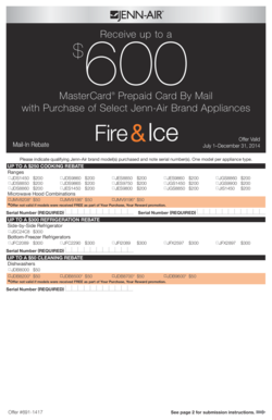 Jenn-Air Appliance Mail-In Rebate Form