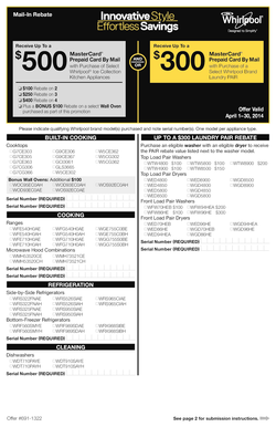 Whirlpool Appliance Mail-In Rebate Form