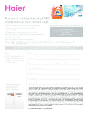 Haier Laundry Rebate Form