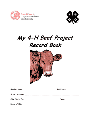 4-H Beef Project Record Book