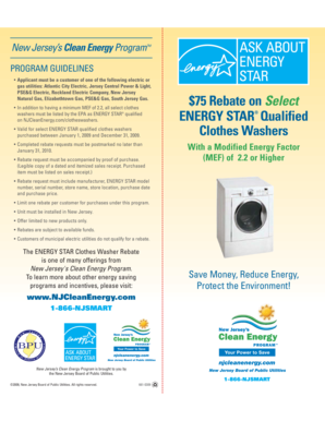 New Jersey Energy Star Clothes Washer Rebate Form