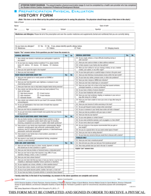 Preparticipation Physical Evaluation Form