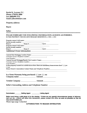 Real Estate Seller Information Form